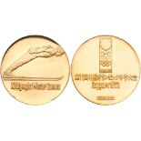 Japan. Sapporo Olympics gold Proof Medal, 1972. Gadoury-9. 33mm. 26.74gm. For the XI Olympic