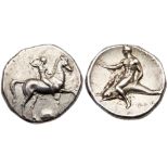 Calabria. Tarentum/Taras. Silver Didrachm (7.88g), 332-302 BC. Sa- and Kon-, magistrates. Nude youth