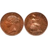 Great Britain. Halfpenny, 1841. S.3949; KM-726. Victoria. Young head. PCGS graded MS-64 Red & Brown.