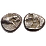 Thraco-Macedonian Region, Uncertain mint. Silver Drachm (4.02 g), ca. 500 BC. Forepart of goat
