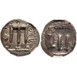 Bruttium, Kroton. Silver Nomos (8.02 g), ca. 480-430 BC. QPO, tripod with legs terminating in lion's