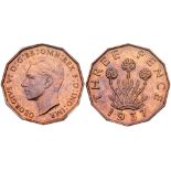 Great Britain. Proof 3 Pence, 1937. S.4112; KM-849. George VI. Nickel-Brass. PCGS graded Proof 66.
