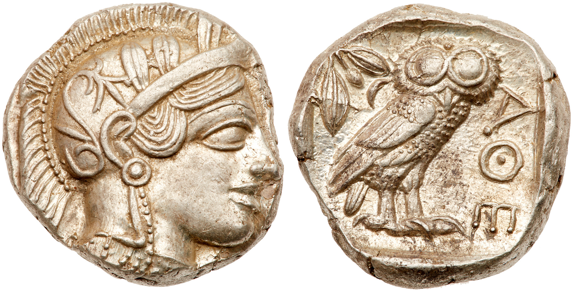 Attica, Athens. Silver Tetradrachm (17.25 g), ca. 454-404 BC. Helmeted head of Athena right, frontal