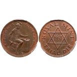 Great Britain. Copper Trial Striking, 1957. Copper. 25.5 mm (Half Penny size planchet). Royal