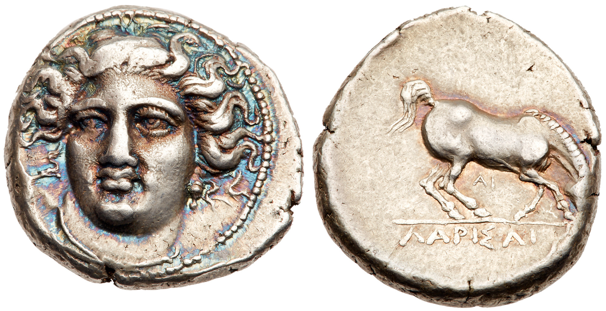 Thessaly, Larissa. Silver Drachm (6.11 g), early 4th century BC. Obverse and reverse dies signed