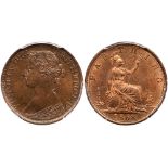Great Britain. Farthing, 1868. S.3958; KM-747.2. Victoria. PCGS graded MS-65 Red & Brown. Estimate