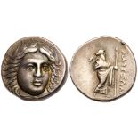 Carian Satraps. Maussollos. Silver Drachm (3.70 g), 377/6-353/2 BC. Halikarnassos. Laureate head