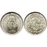 Switzerland. Franc, 1931-B. KM-24. Brilliant mint luster. PCGS graded MS-66+. Estimate Value $50 -