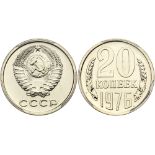 Russia. 20 Kopecks, 1976. KM-Y132. USSR. Scarce date. PCGS graded MS-66. Estimate Value $150 - 200