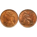 Great Britain. Penny, 1875. S.3954; KM-755; Freeman-82. Victoria. PCGS graded MS-64 Red & Brown.