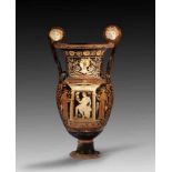 Apulischer Volutenkrater des Baltimore-Malers. 330 - 320 v. Chr. H 70,5cm, B 39,5, ø Mündung 32,6cm,