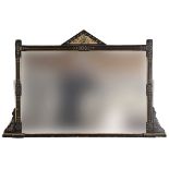 A VICTORIAN AESTHETIC MOVEMENT WALL MIRROR with painted decoration depicting a blue tit on