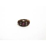 A VICTORIAN STONE SET 15 CARAT GOLD RING marks partial due to repairs