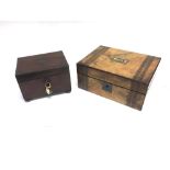 A VICTORIAN WALNUT SEWING BOX with fitted interior, 30cm wide 22cm deep 13cm high; and a mahogany