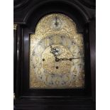 AN EIGHT DAY LONGCASE CLOCK the steel and pierced brass dial, with seconds dial and chime/silent