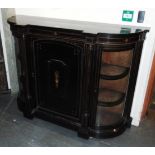 A VICTORIAN EBONISED CREDENZA the central cupboard with urn decoration flanked by pillars and a pair