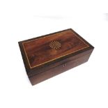 A VICTORIAN INLAID MAHOGANY WRITING SLOPE the interior with velvet lining, width 43cm