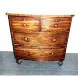 A VICTORIAN MAHOGANY BOW FRONT CHEST OF DRAWERS the two short and two long graduated drawers with