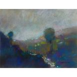 ANDRE GROENEWALD (CONTEMPORARY) Valley Pathway at Sunset, pastel, signed lower right, 41.5cm x 54.