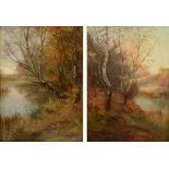 BRITISH SCHOOL (LATE 19TH / EARLY 20TH CENTURY) Autumn River Landscapes, a pair, oil on canvas,