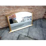 AN OVERMANTLE MIRROR painted gilt frame, height 79cm width 121cm