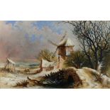 BRITISH SCHOOL (LATE 19TH CENTURY) Winter Landscape with Windmill, watercolour and gouache,