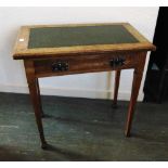 AN EDWARDIAN OAK CARD TABLE with drawer to frieze, 76cm wide 46cm deep 77cm high