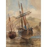 CHARLES PARSONS KNIGHT (BRITISH, 1829-1897) Beached Boats, watercolour, signed and dated 'Oct.