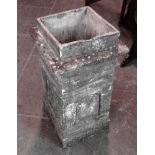 TWO SQUARE TERRACOTTA CHIMNEY POTS each 65cm high