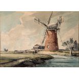 BRITISH SCHOOL (EARLY 20TH CENTURY) Windmill in a Fenland Landscape, watercolour, unsigned, 32cm x