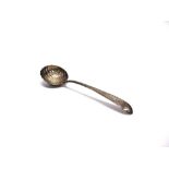 AN IRISH SILVER SAUCE LADLE by William Ward, Dublin, circa 1785, no date letter, wriggle work