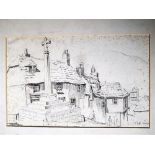 DOREEN DEBENHAM (WIFE OF PERCY DRAKE BROOKSHAW) 'Corfe - The Greyhound Hotel' pencil sketch, dated