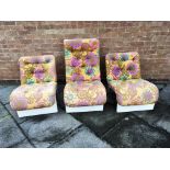 THREE MATCHING 1960S FIBREGLASS CHAIRS with removable cushions, c.1960s