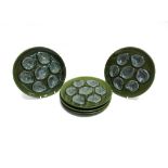 A SET OF SIX MODERN MAJOLICA OYSTER PLATES 25cm diameter