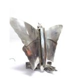 A LARGE FIGURAL FLOOR LAMP modelled as a butterfly, with hinged wings, on naturalistic log base,