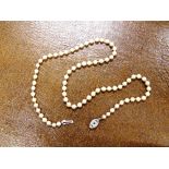 A UNIFORM ROW OF CULTURED PEARLS the seventy-three pearls of approximately 4-5mm diameter, to a