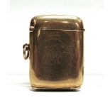 A 9 CARAT GOLD VESTA CASE Asprey & Co, chester 1915, monogrammed, of usual plain form, 30g gross
