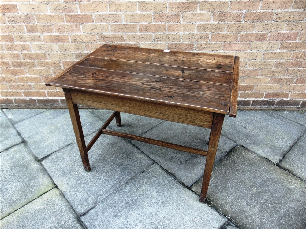 A GEORGE III PROVINCIAL OAK SIDE TABLE with drawer to frieze, 95cm wide 64cm deep 72cm high - Image 3 of 3