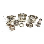A SILVER BOWL by Edward Viner; a silver bowl by Martin & Hall of Sheffield; a silver cream jug; a