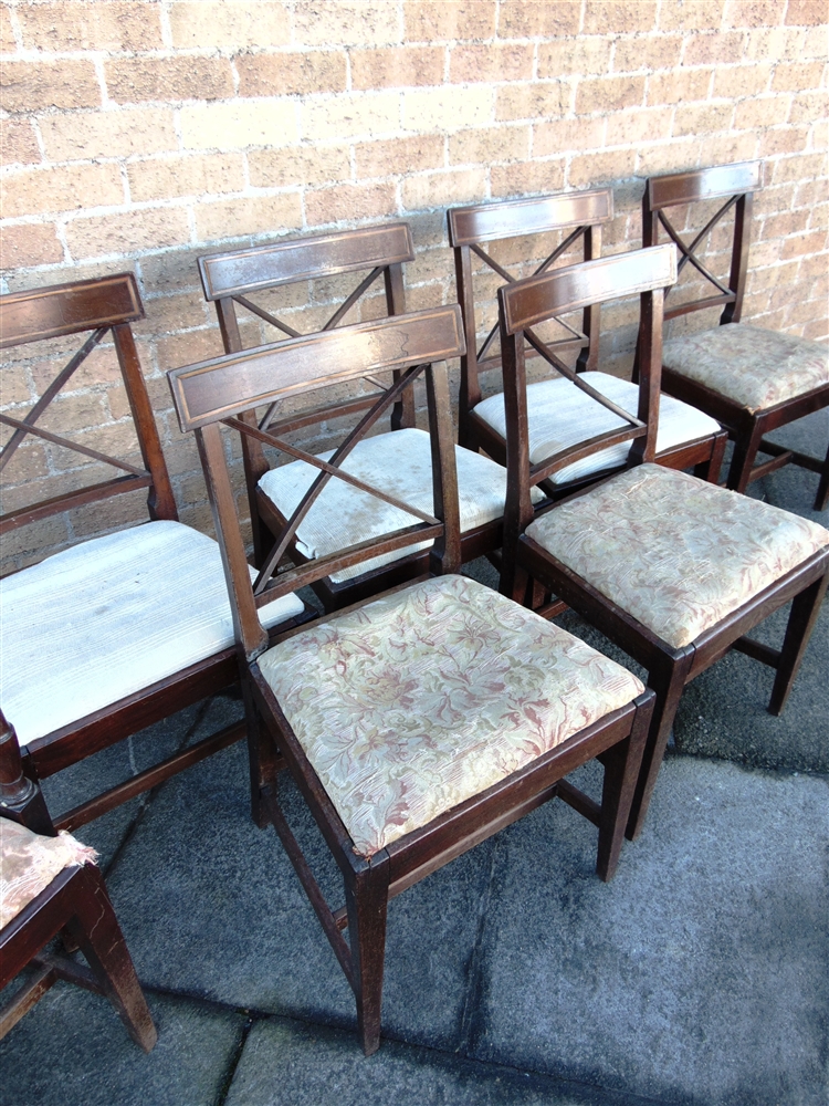 A SET OF EIGHT EARLY 19TH CENTURY DINING CHAIRS including a pair of carvers, the back rails with - Image 2 of 4