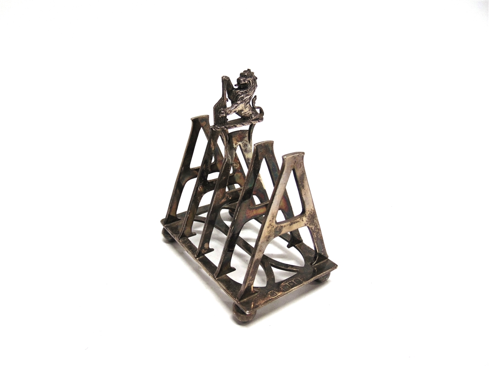 AN UNUSUAL PERSONALISED SILVER TOAST RACK by Fordham & Faulkner, London 1896, each division form - Image 2 of 3