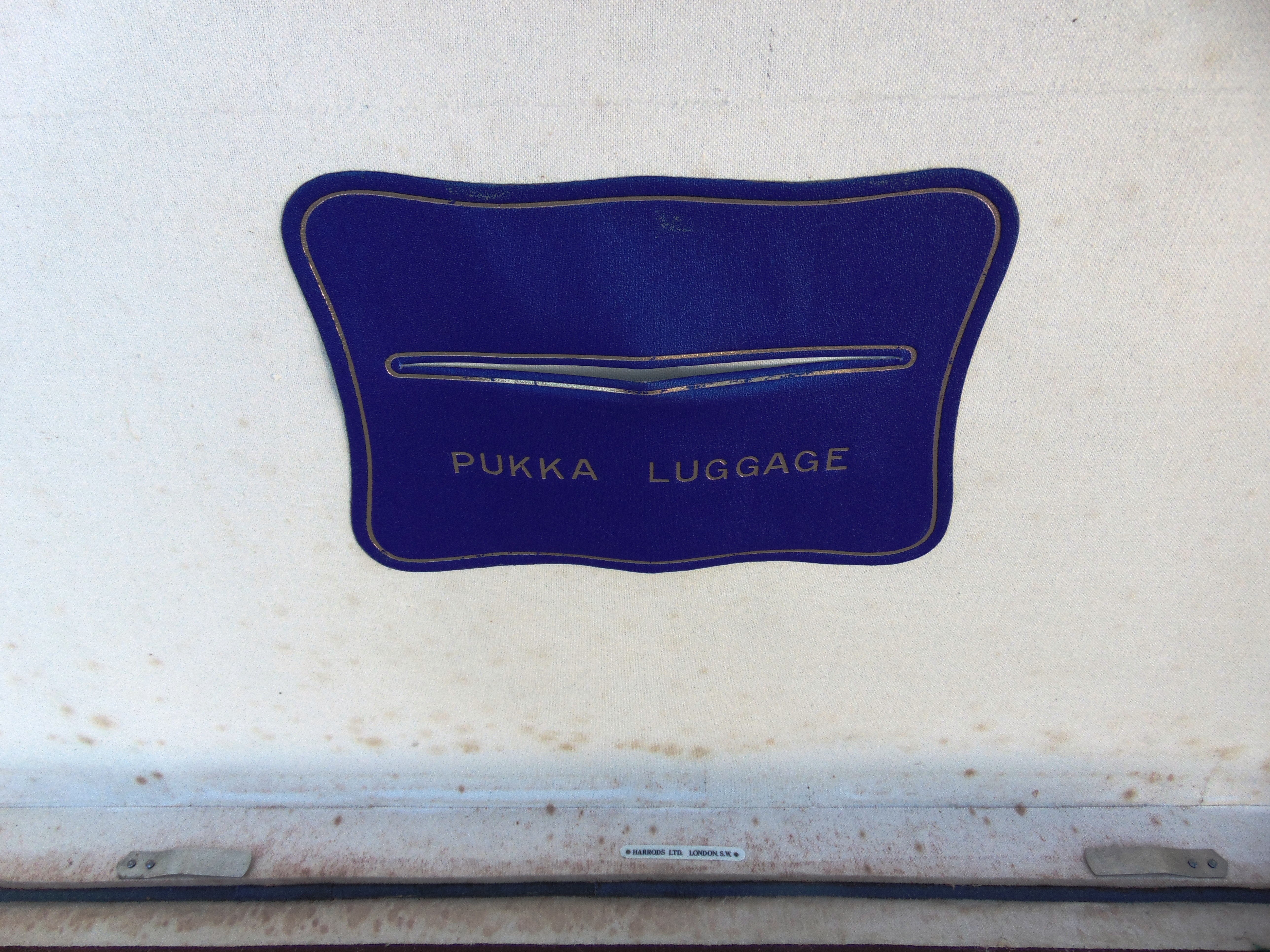 A LEATHER BOUND CANVAS TRUNK by Pukka Luggage, with fitted interior and ivorine 'Harrods' label, - Image 3 of 5