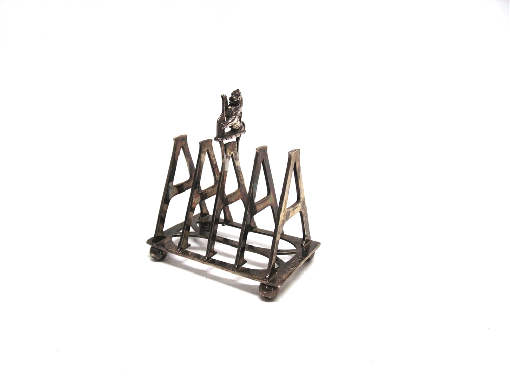 AN UNUSUAL PERSONALISED SILVER TOAST RACK by Fordham & Faulkner, London 1896, each division form - Image 3 of 3