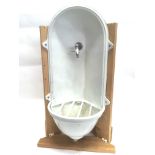 A FRENCH ENAMELLED CAST IRON ALCOVE WASH BASIN 36cm wide 88cm high