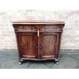 A VICTORIAN FIGURED WALNUT CHIFFONIER BASE with shaped front, single drawer over cupboard on short