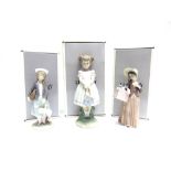 THREE LLADRO FIGURES: no. 5218 'Autumn/ Otono Infantil' ; no. 6488 'Gone Shopping/ Pequena