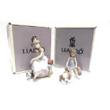 TWO LLADRO FIGURES: no. 5466 'Chit Chat/ Confidencias', and no. 6229 'Contented Companion/ Jugando