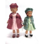 TWO PLASTIC DOLLS thought to be modelled as Princess Elizabeth and Princess Margaret, each with