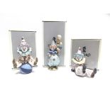 THREE LLADRO CLOWN FIGURES: no. 5811 'Littlest Clown/ Pequeno Pierrot con Globos' ; no. 5812 '