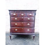 AN I8TH CENTURY CHEST OF THREE SHORT AND THREE LONG DRAWERS with marquetry and parquetry